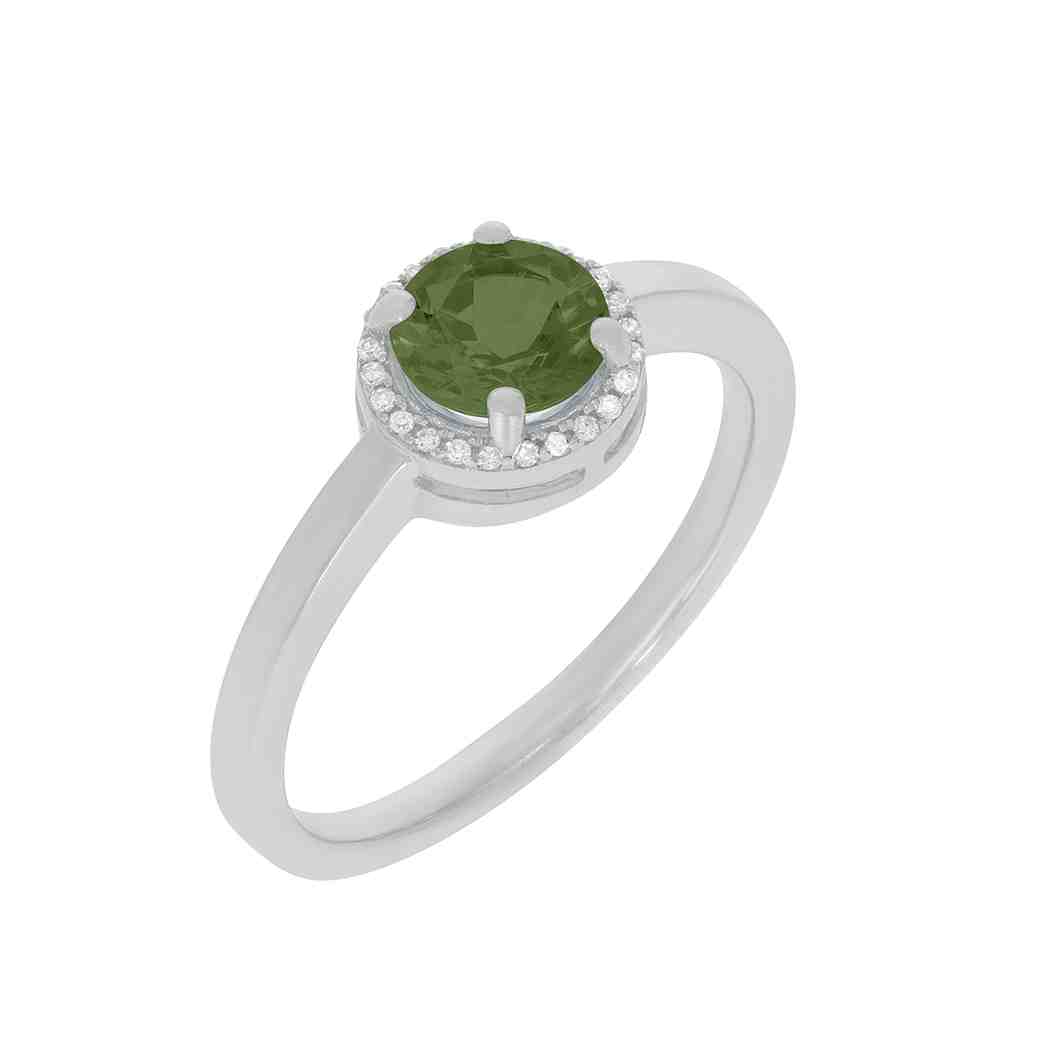 Round Peridot with a Halo Engagement Ring PD31343ALR PERIDOT